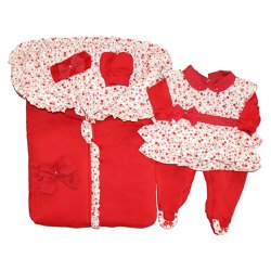 Saída de Maternidade Melissa Plush Vermelho 4 Peças Saída de Maternidade Melissa Plush Vermelho 4 Peças