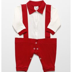 Macacão de Bebê Menino Elegante Vermelho Manga Longa Macacão de Bebê Menino Elegante Vermelho Manga Longa
