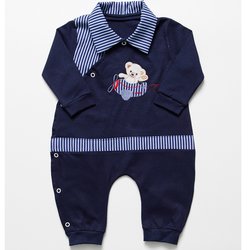 Macacão de Bebê Menino Ursinho Avião Marinho Manga Longa Macacão de Bebê Menino Ursinho Avião Marinho Manga Longa