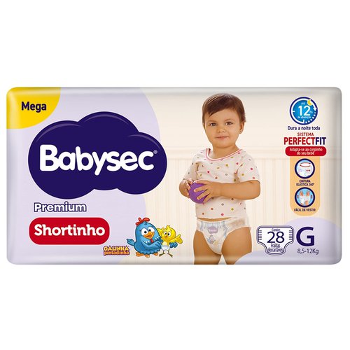 FRALDA BABYSEC PREMIUM SHORTINHO MEGA G 28UN FRALDA BABYSEC PREMIUM SHORTINHO MEGA G 28UN