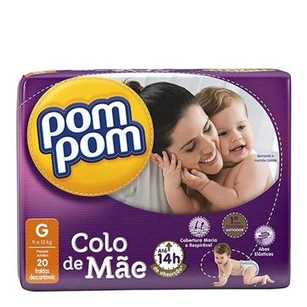 FRALDA POM POM COLO DE MAE JUMBO G 20UN FRALDA POM POM COLO DE MAE JUMBO G 20UN
