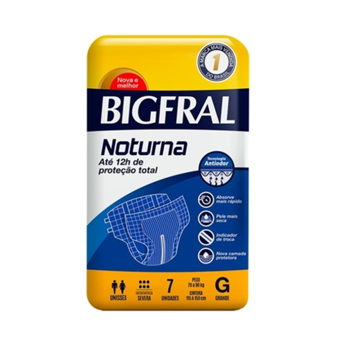 FRALDA BIGFRAL DERMA PLUS NOTURNA G 7UN FRALDA BIGFRAL DERMA PLUS NOTURNA G 7UN