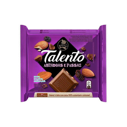 CHOCOLATE TALENTO 85G AMENDOAS E PASSAS CHOCOLATE TALENTO 85G AMENDOAS E PASSAS