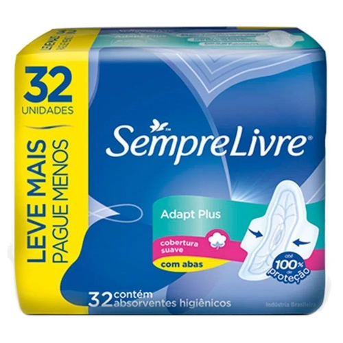 ABSORVENTE S LIVRE ADAPT 32UN L+P- SUAVE C/ABAS ABSORVENTE S LIVRE ADAPT 32UN L+P- SUAVE C/ABAS