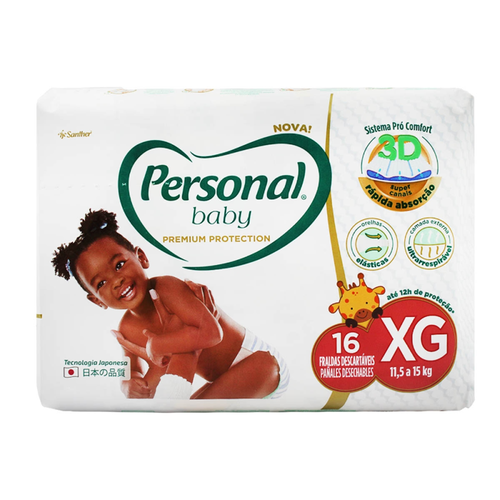 FRALDA PERSONAL BABY PREMIUM JUMBO XG 16UN FRALDA PERSONAL BABY PREMIUM JUMBO XG 16UN
