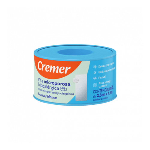 FITA MICROPOROSA CREMER 2,5CM X4,5M BRANCA FITA MICROPOROSA CREMER 2,5CM X4,5M BRANCA