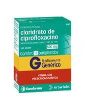 Cloridrato de Ciprofloxacino 500mg Pharlab com 14 comprimidos Revestidos Cloridrato de Ciprofloxacino 500mg Pharlab com 14 comprimidos Revestidos