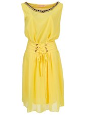 Vestido Bordado de Pedraria com Amarração Ref. QQ009#YE Vestido Bordado de Pedraria com Amarração Ref. QQ009#YE