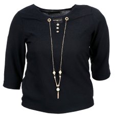 Blusa Manga 3/4 e Pingente Decorativo Ref. C8029DBL Blusa Manga 3/4 e Pingente Decorativo Ref. C8029DBL