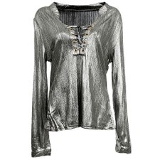 Blusa Metalizada Amarração Ref. AB7077BK Blusa Metalizada Amarração Ref. AB7077BK