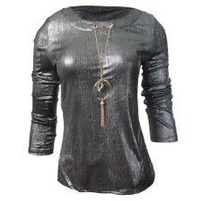 Blusa Metalizada Ref. QYR-3026BK Blusa Metalizada Ref. QYR-3026BK