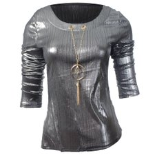 Blusa Metalizada Ref. QYR-3026GY Blusa Metalizada Ref. QYR-3026GY