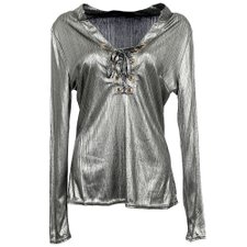 Blusa Metalizada Amarração Ref. AB7077GY Blusa Metalizada Amarração Ref. AB7077GY