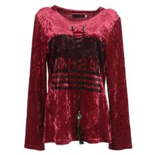 Blusa de Veludo Molhado Estampada Ref. W-2022GP Blusa de Veludo Molhado Estampada Ref. W-2022GP