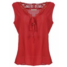 Regata Feminina Rendada Gola Com Amarração Regata Feminina Rendada Gola Com Amarração