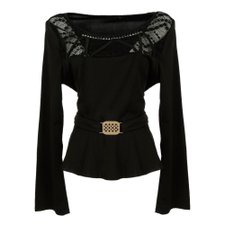 Blusa Manga Longa Elástica e Rendada Blusa Manga Longa Elástica e Rendada