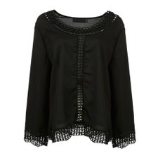 Blusa Manga Longa Rendada C/ Esferas Decorativas Blusa Manga Longa Rendada C/ Esferas Decorativas