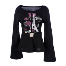 Blusa Elástica Manga Longa Flare C/ Renda Blusa Elástica Manga Longa Flare C/ Renda