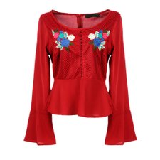 Blusa Manga Flare com Estampa Bordada Blusa Manga Flare com Estampa Bordada
