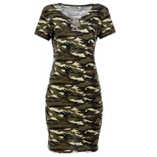 Vestido Camuflado Detalhe Decote Vestido Camuflado Detalhe Decote