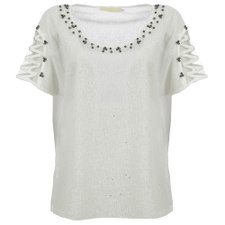 Blusa Detalhes em Tule com Glitter e Tachas Blusa Detalhes em Tule com Glitter e Tachas