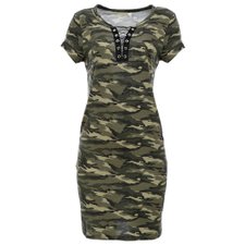 Vestido Decote V Camuflado Vestido Decote V Camuflado