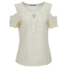 Blusa Ombro Vazado com Renda Blusa Ombro Vazado com Renda