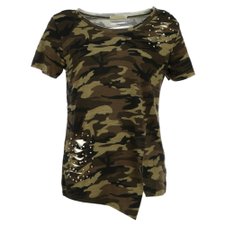Blusa Camuflada com Fenda e Tachas Blusa Camuflada com Fenda e Tachas