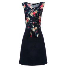 Vestido Estampa Florida Com Gola Vazada Vestido Estampa Florida Com Gola Vazada