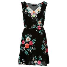 Vestido Florido Decote com Renda Vestido Florido Decote com Renda