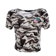 Cropped Camuflado Com Patches e Rasgos Cropped Camuflado Com Patches e Rasgos