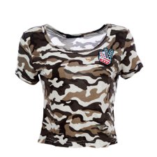 Cropped Camuflado Com Patches e Rasgos Cropped Camuflado Com Patches e Rasgos
