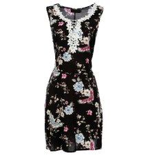 Vestido Curto Com Renda Acinturado Com Cordão Vestido Curto Com Renda Acinturado Com Cordão