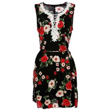 Vestido Curto Com Renda Acinturado Com Cordão Vestido Curto Com Renda Acinturado Com Cordão