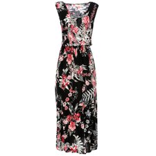 Vestido Longo Tendência Floral Acinturado Vestido Longo Tendência Floral Acinturado