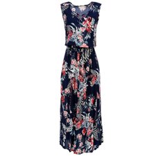 Vestido Longo Tendência Floral Acinturado Vestido Longo Tendência Floral Acinturado