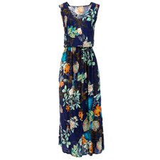 Vestido Longo Tendência Floral Acinturado Vestido Longo Tendência Floral Acinturado