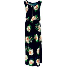Vestido Longo Cintura Elástica com Pingente Vestido Longo Cintura Elástica com Pingente