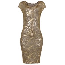 Vestido justo Cintilante com Pingente Dourado Vestido justo Cintilante com Pingente Dourado