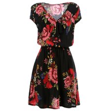 Vestido Florido Com Babado Na Gola Vestido Florido Com Babado Na Gola