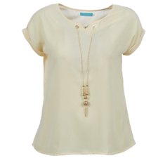 Blusa Manga Curta Com Pingente Dourado (Plus Size) Blusa Manga Curta Com Pingente Dourado (Plus Size)