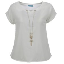 Blusa Manga Curta Com Pingente Dourado (Plus Size) Blusa Manga Curta Com Pingente Dourado (Plus Size)