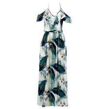 Vestido Longuete Com Flores E Babado Vestido Longuete Com Flores E Babado