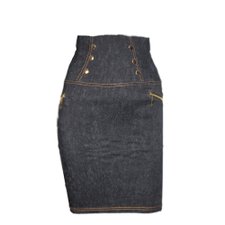 Saia Cotton Cintura Alta Fake Jeans Saia Cotton Cintura Alta Fake Jeans