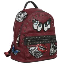 Mochila Pequena Com Patches e Paetê Mochila Pequena Com Patches e Paetê