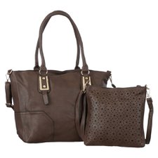Kit 2 Bolsas de Ombro e Transversal Vazada Detalhes Dourados Kit 2 Bolsas de Ombro e Transversal Vazada Detalhes Dourados