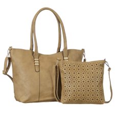 Kit 2 Bolsas de Ombro com Detalhes Dourado e Transversal Vazada Kit 2 Bolsas de Ombro com Detalhes Dourado e Transversal Vazada