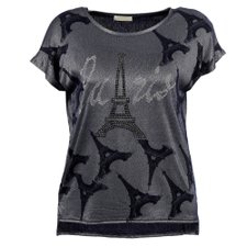Blusa Estampada com Tecido Elástico e Strass (Plus Size) Blusa Estampada com Tecido Elástico e Strass (Plus Size)