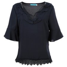 Blusa Chiffon com Renda e Babado Meia Manga Blusa Chiffon com Renda e Babado Meia Manga