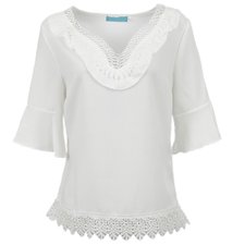 Blusa Chiffon com Renda e Babado Meia Manga Blusa Chiffon com Renda e Babado Meia Manga